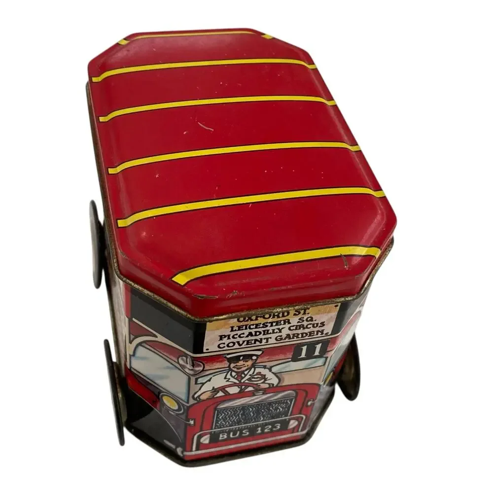 Vintage Cravens of York London Bus Novelty Tin with Moving Wheels Candy Tin